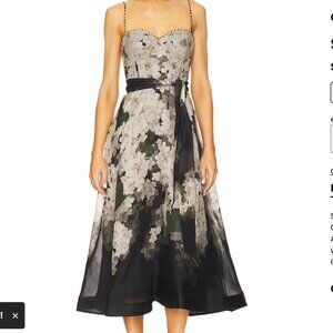 Zimmermann Floral Linen Bustier Midi Balance Picnic Dress Sz S